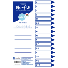 Marlin File dividers / indexes 160gsm Pastel Board - A to Z